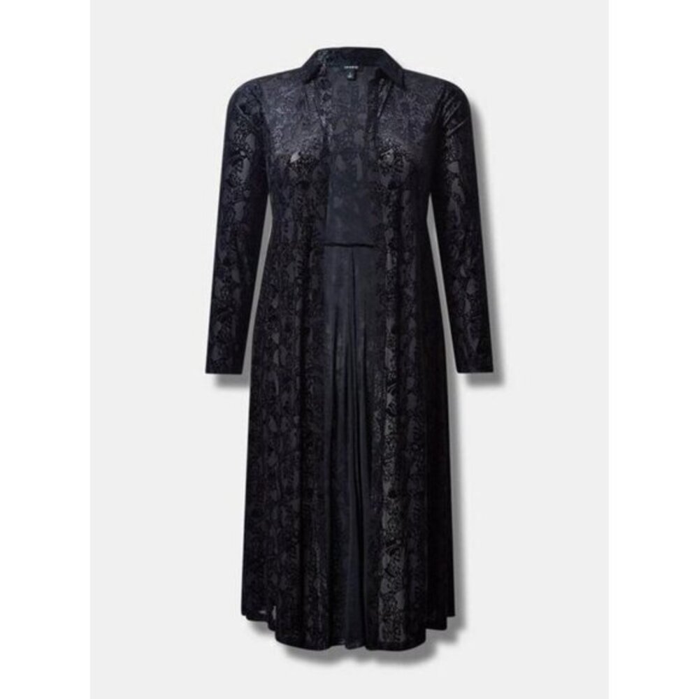 Torrid Skull Print Burnout Velvet Kimono in Black Plus Size 4X NWT